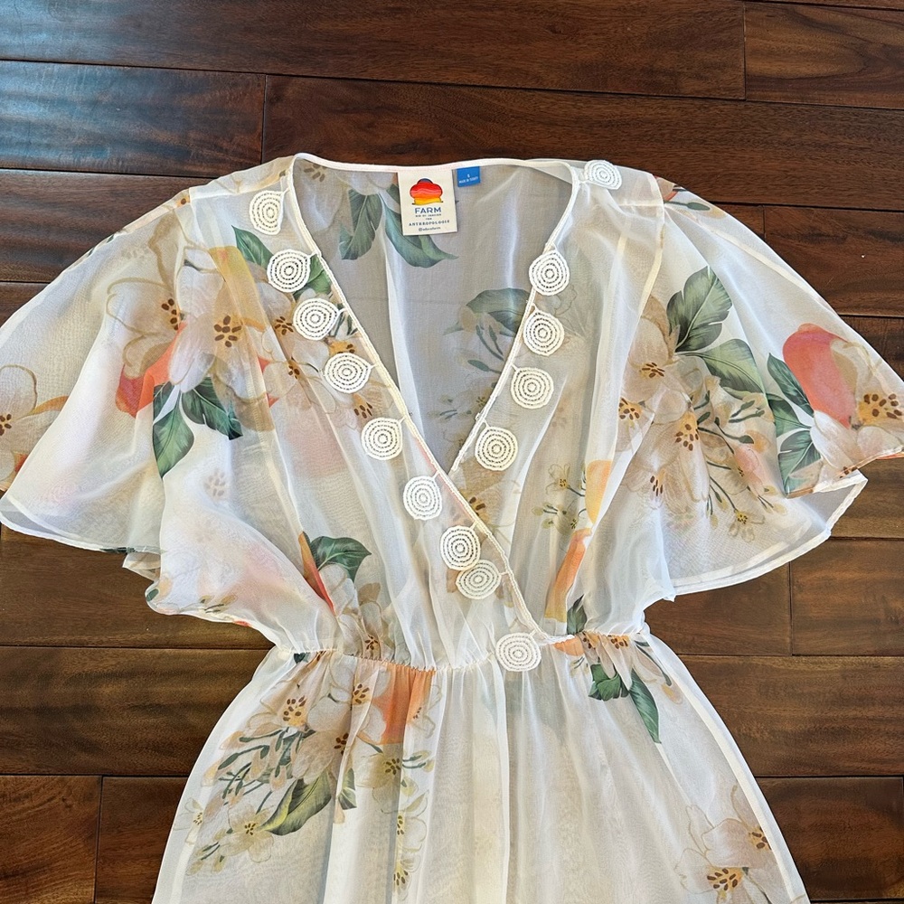 Farm Rio Eloisa Sheer Floral Dress Empire Waist size Small MSRP $280 - Picture 5 of 8